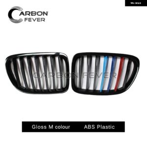 BMW フロントバンパー キドニーグリル X1 E84 2011 - 2015 デュアル単線レーシンググリル ABS 交換用オートスタイリング 2PC カスタムパー - 1 Slat M Color
