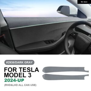 テスラ イタリアトップスエードフロントリアドアトリム ステッカー モデル 3 ハイランド 2024 アンチスクラッチカーインテリア アクセサリー