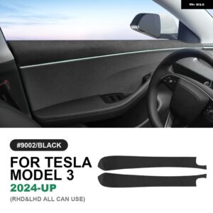 テスラ イタリアトップスエードフロントリアドアトリム ステッカー モデル 3 ハイランド 2024 アンチスクラッチカーインテリア アクセサリー