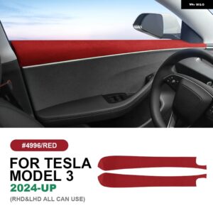 テスラ イタリアトップスエードフロントリアドアトリム ステッカー モデル 3 ハイランド 2024 アンチスクラッチカーインテリア アクセサリー