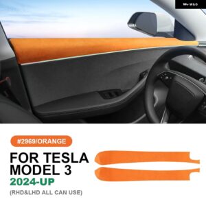 テスラ イタリアトップスエードフロントリアドアトリム ステッカー モデル 3 ハイランド 2024 アンチスクラッチカーインテリア アクセサリー