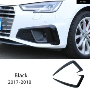 アウディ カースタイリング A4 B9 2017-2018 フロントバンパー スポイラー エアナイフフォグランプ カバー カーボンステッカー 外装 アクセ - Black 2017-2018