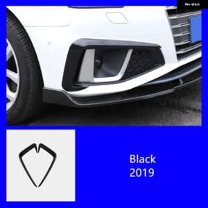 アウディ カースタイリング A4 B9 2017-2018 フロントバンパー スポイラー エアナイフフォグランプ カバー カーボンステッカー 外装 アクセ - Black 2019