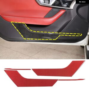 ジャガー F-TYPE 2013-2022 ソフトカーボンドアアンチキックパネル カバー トリム カーアクセサリー カスタムパーツ アクセサリー - style B Red