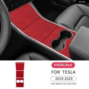 テスラ イタリアスーパースエードカバー モデル 3 2017-20 カーセンターコンソール 収納 ボックスステッカー インテリア トリム アクセサ - red