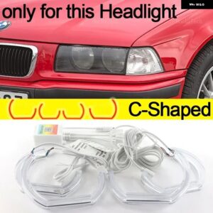 BMW LED エンジェルアイキットリング RGB 色 APP 制御ヘッドライト ランプ 3シリーズ E36 1990-2000 316I 318I 318IS 320I 323I 325I 328I - C Shaped