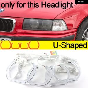 BMW LED エンジェルアイキットリング RGB 色 APP 制御ヘッドライト ランプ 3シリーズ E36 1990-2000 316I 318I 318IS 320I 323I 325I 328I - U Shaped