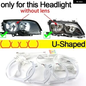 BMW マルチカラー DTM RGB リングライト LED エンジェルアイキット APP 制御 3シリーズ E46 セダンフェイスリフト 2001-2005 ハロゲンヘッド - U Shaped