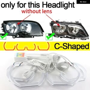BMW マルチカラー DTM RGB リングライト LED エンジェルアイキット APP 制御 3シリーズ E46 セダンフェイスリフト 2001-2005 ハロゲンヘッド - C Shaped