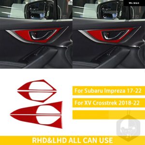 スバル インプレッサ CROSSTREK 2017-22 アクセサリーカーボンインテリア ドアハンドルパネル トリム ステッカー カスタムパーツ - red