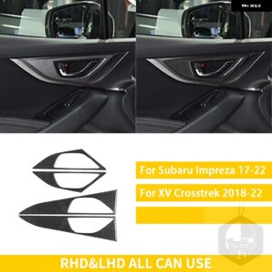 スバル インプレッサ CROSSTREK 2017-22 アクセサリーカーボンインテリア ドアハンドルパネル トリム ステッカー カスタムパーツ - black