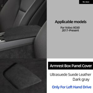 ボルボ トップスエードラップ左ハンドル 収納 アームレスト ボックスパネル トリム カバー XC60 2017-2023 アクセサリー カスタムパーツ ア - dark　gray