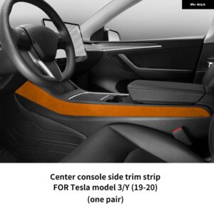 テスラ イタリアスーパースエードカバー モデル 3 モデル Y 2019-2020 カーセンターコンソールサイドトリム ストリップステッカー イン - Model 3 Y 19-20 E