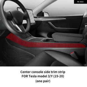 テスラ イタリアスーパースエードカバー モデル 3 モデル Y 2019-2020 カーセンターコンソールサイドトリム ストリップステッカー イン - Model 3 Y 19-20 B