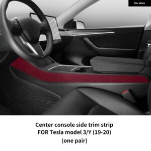 テスラ イタリアスーパースエードカバー モデル 3 モデル Y 2019-2020 カーセンターコンソールサイドトリム ストリップステッカー イン - Model 3 Y 19-20 C