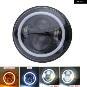 ランドローバー 2X 7インチ LED ヘッドライト ディフェンダー 7インチ ヘッドランプ アンバー ウインカー付き LADA NIVA 4X4 BEETLE CLASSI - 2pcs black