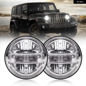 ランドローバー 2X 7インチ LED ヘッドライト ディフェンダー 7インチ ヘッドランプ アンバー ウインカー付き LADA NIVA 4X4 BEETLE CLASSI - 2PCS Silver