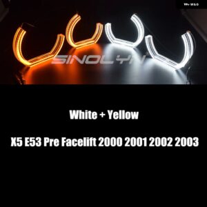 BMW エンジェルアイ LED X5 E70/E53 キセノンヘッドライト ライト リング DTM ハローランプ LED チューニングスイッチバックウィンカーレト - White Yellow 1