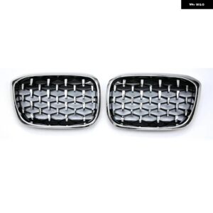 BMW X3 G01 G08 X4 G02 ダイヤモンドフロントバンパー グリル トリム レーシンググリル キドニーグリル グロスブラックアクセサリー 2個 18 - all silver