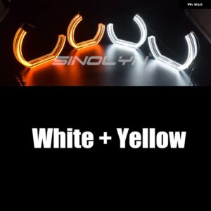 BMW LED エンジェルアイ X6 E71 E72 X6M 2008-2014 キセノンヘッドライト DTM M4 スタイル DRL ハローウィンカーライト カーアクセサリー - White Yellow