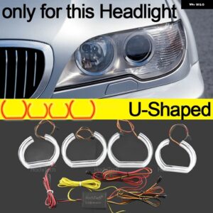 BMW E46 コンバーチブル クーペ 2004 2005 2006 LCI RGB ダイナミック エンジェルアイ LED APP 制御シーケンシャル流れるマルチカラーリング - U Shaped