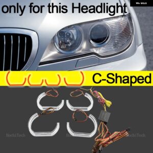 BMW E46 コンバーチブル クーペ 2004 2005 2006 LCI RGB ダイナミック エンジェルアイ LED APP 制御シーケンシャル流れるマルチカラーリング - C Shaped