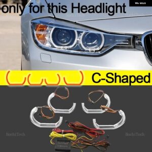 BMW 3シリーズ F30 F31 F34 2012-2016 RGB カラフルなダイナミック ライト エンジェルアイズ リング LED DTM スタイル APP 制御ウインカーラ - C Shaped xenon