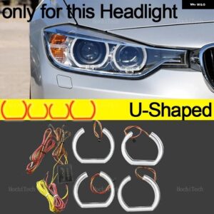 BMW 3シリーズ F30 F31 F34 2012-2016 RGB カラフルなダイナミック ライト エンジェルアイズ リング LED DTM スタイル APP 制御ウインカーラ - U Shaped xenon