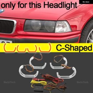 BMW 3シリーズ E36 1990-2000 RGB マルチカラー DTM スタイルライト リング APP 制御ウインカー点滅 DRL LED エンジェルアイキット カスタ - C Shaped