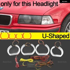BMW 3シリーズ E36 1990-2000 RGB マルチカラー DTM スタイルライト リング APP 制御ウインカー点滅 DRL LED エンジェルアイキット カスタ - U Shaped