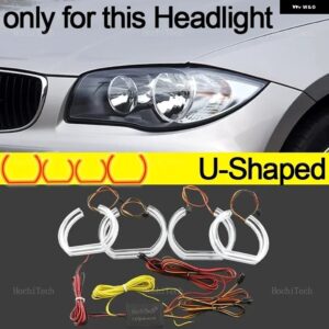 BMW 1シリーズ E81 E82 E87 E88 RGB マルチカラー DTM スタイルライト リング APP 制御ウインカー点滅 DRL LED エンジェルアイキット カス - U Shaped