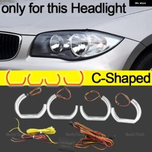 BMW 1シリーズ E81 E82 E87 E88 RGB マルチカラー DTM スタイルライト リング APP 制御ウインカー点滅 DRL LED エンジェルアイキット カス - C Shaped