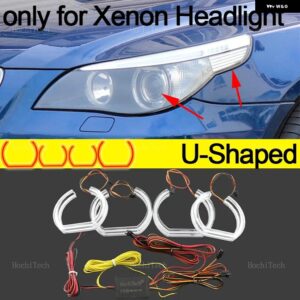 BMW E60 E61 PRE LCI 2003-2007 流れるマルチカラーリングエンジェルアイズ RGB DTM スタイル LED アプリ制御ウィンカーライト カスタムパ - U Shaped xenon