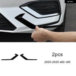 ボルボ S60 黒ミディアムメッシュ装飾フロントフォグランプ 黒装飾ステッカー カーアクセサリー カスタムパーツ アクセサリー 交換用部品 - 2pcs, s60　2020-2025