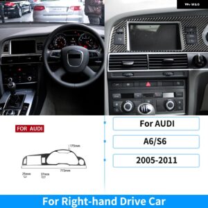 アウディ ダッシュボードトリム A6 S6 C6 2005-2011 カーボンスピードメーター GPS ナビゲーションパネル トリム カバー ステッカー カーア - RHD