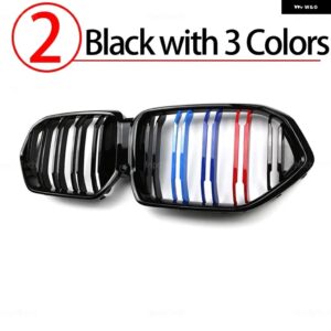 BMW LOOK 車 M カラー/グロスブラック グリル フロントキドニー光沢 2 ライン ダブル スラット X6 G06 2020-23 カスタムパーツ アクセサリ - 2.Black with 3 color