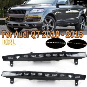 アウディ 車 LED DRL デイタイム ランニングライト ウィンカーランプ 昼光色白黄 11LED Q7 2010-15 カスタムパーツ アクセサリー 交換用部 - 1 Left and 1 Right