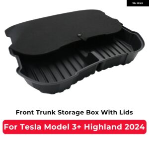 テスラ フロントトランク 収納 ボックスフランクオーガナイザー貨物トレイ モデル 3 ハイランド 2024 収納 コンテナ防水 カスタムパーツ ア - With Cover