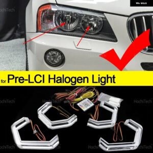 BMW X3 F25 2010-2016 M4 スタイル LED エンジェルアイキットリング点滅 RGB APP 制御ヘッドライト ランプ とウインカー カスタムパーツ ア - for pre-lci halogen