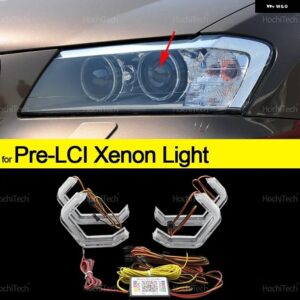 BMW X3 F25 2010-2016 M4 スタイル LED エンジェルアイキットリング点滅 RGB APP 制御ヘッドライト ランプ とウインカー カスタムパーツ ア - for pre-lci xenon