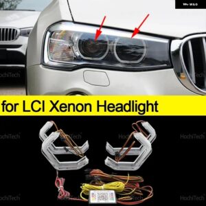 BMW X3 F25 2010-2016 M4 スタイル LED エンジェルアイキットリング点滅 RGB APP 制御ヘッドライト ランプ とウインカー カスタムパーツ ア - for LCI xenon