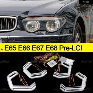 BMW 7シリーズ E65 E66 E67 E68 アルピナ B7 2001-2008 RGB マルチカラーライト リング APP 制御点滅 DRL LED エンジェルアイキット カスタ - for pre-facelift