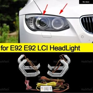 BMW E92 E93 クーペ コンバーチブル カブリオ M3 2006-2013 ダイナミック M4 スタイル RGB ライト リング アプリ制御 DRL LED エンジェルア - for LCI Headlight
