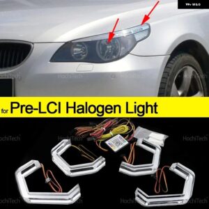 BMW 5シリーズ E60 E61 2001-2007 RGB マルチカラー M4 スタイルライト リング APP 制御ウインカー点滅 DRL LED エンジェルアイキット カス - for pre-lci halogen