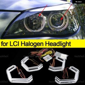 BMW 5シリーズ E60 E61 2001-2007 RGB マルチカラー M4 スタイルライト リング APP 制御ウインカー点滅 DRL LED エンジェルアイキット カス - for LCI halogen