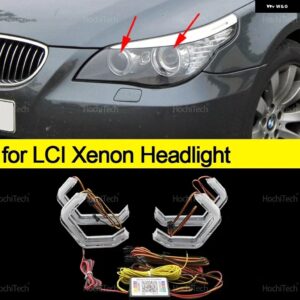 BMW 5シリーズ E60 E61 2001-2007 RGB マルチカラー M4 スタイルライト リング APP 制御ウインカー点滅 DRL LED エンジェルアイキット カス - for LCI xenon
