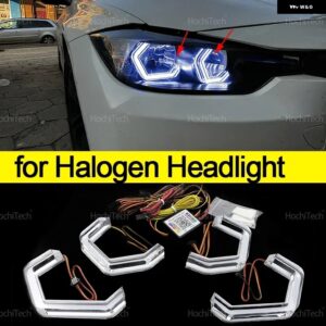 BMW 3シリーズ F30 F31 F34 F35 M3 2011-16 流れるマルチカラーリングエンジェルアイズ RGB M4 スタイル LED アプリ制御ウィンカーライト - Halogen Headlight