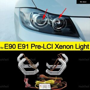 BMW 3シリーズ E90 E91 2005-2012 RGB マルチカラー M4 スタイルライト リング APP 制御ウインカー点滅 DRL LED エンジェルアイキット カス - for pre-lci xenon