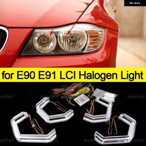 BMW 3シリーズ E90 E91 2005-2012 RGB マルチカラー M4 スタイルライト リング APP 制御ウインカー点滅 DRL LED エンジェルアイキット カス - for LCI halogen