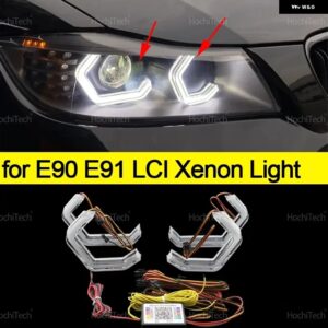 BMW 3シリーズ E90 E91 2005-2012 RGB マルチカラー M4 スタイルライト リング APP 制御ウインカー点滅 DRL LED エンジェルアイキット カス - for LCI xenon